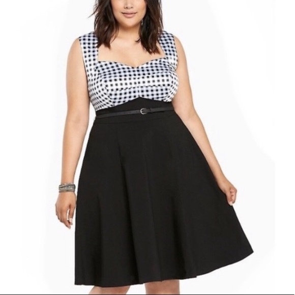 torrid Dresses & Skirts - Torrid Gingham Swing Dress Black Pinup Retro Plus